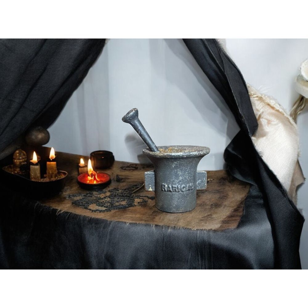 Very Old Cast Iron Mortar and Pestle
